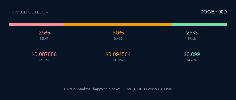 HCN AI Analyst прогнозирует консолидацию Dogecoin на ближайшие 90 дней